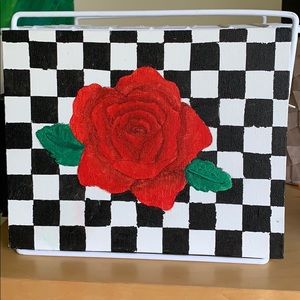 Black and white Checker Board Rose Painting